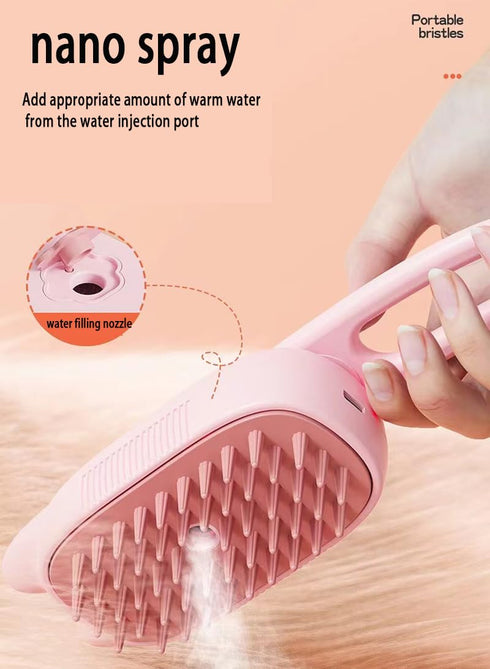 Steam Cat Brush Dog Brush for Shedding Rechargeable Cat Brush Unique Pet Brush The Handle Can be Rotated 360° (pink)...