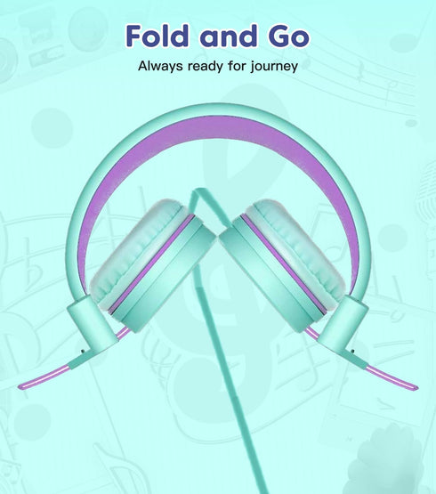 Kids Headphones, Toddler Headphones with Safe Volume Limiter 94dB, Wired School Headphones for Kid with Adjustable and Flexible Design for Boys an...