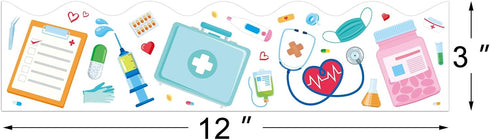 72 Feet Healthcare Workers Nurse Bulletin Board Borders for Doctor Appreciation Week Nurse Day Party Decoration Medical Nursing Nurse Graduation S...