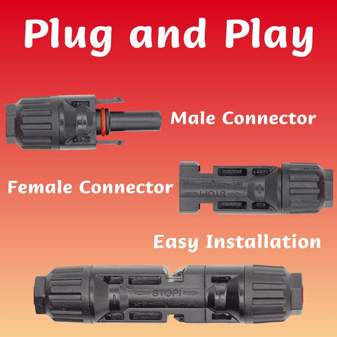 1 to 6 Y Splitter Solar Connector Kit Extension Cable with Female and Male Connectors Solar for Panel Adaptor Kit Tool, 4 Feet Solar Connector Ext...