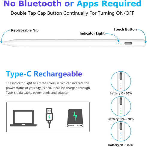 Stylus Pen for iOS&Android Touch Screens, Universal Stylus Pen for iPhone/Samsung, Smart Digital Stylus Pens for Lenovo/Huawei/Vivo/Mi and Other T...