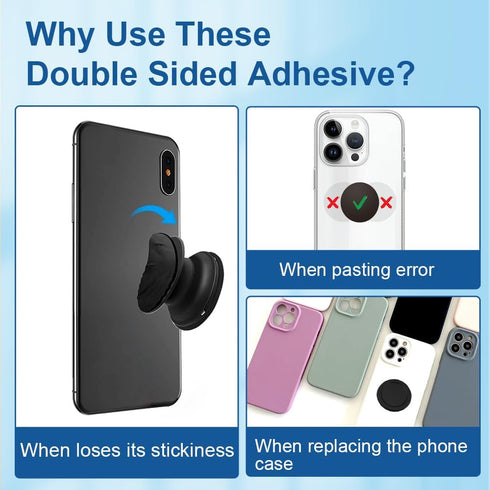 10pcs Sticky Adhesive Replacement for Socket Grip Base, Sticker Pads for Back of Phone Collapsible Grip Holder & Stand - 35mm/1.38inch Round Stron...