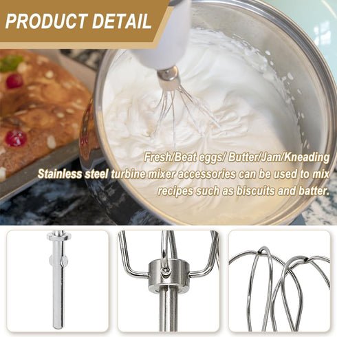 Cenipar W10490648&KHMPW- KHM2B W10490648 Hand Mixer Turbo Beaters(2 Pack) & KHMPW Stainless Steel Pro Whisk(2 Pack) Fit for KHM512BM KHMPW KHM2B...