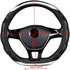 D Cut Steering Wheel Cover - D Shaped Flat Bottom Microfiber Leather Anti-Skid Breathable Fit 14.5"-15" (Black White)...