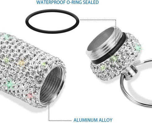 Portable Pill Case Pill Container Waterproof Pill Holder with Keychain Bling Pill Box Medicine Dispenser Bottle Storage for Outdoor Camping Travel...