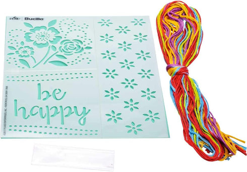 Bucilla Fashion Embroidery Pattern Template Art Kit, 5" x 6", Be Happy......