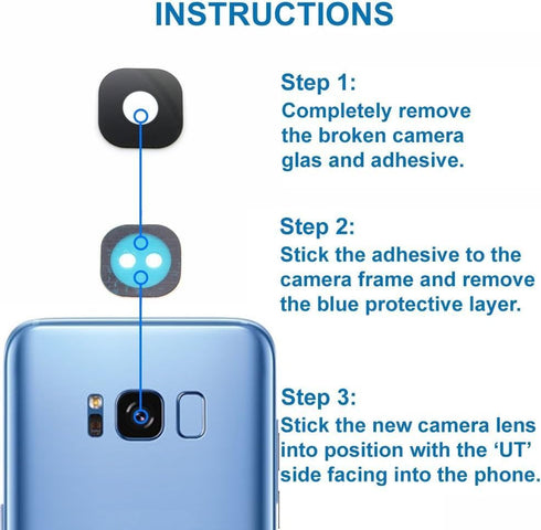 MMOBIEL Lens of Back Camera Replacement Compatible with Samsung Galaxy S8 G950/S8 Plus G955 with Tweezers and Cloth....
