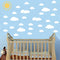 Sun and 30PCS White Clouds Removable Vinyl Wall Decals Peel and Stick Wallpaper Stickers for Nursery Bedroom Living Room...