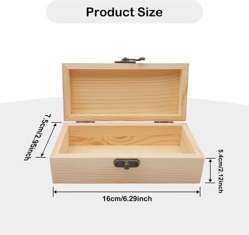 itechpanda Unfinished Wooden Box Unpainted Gift Wood Boxes with Hinged Lid Blank Natural Pine Box for Home Crafts DIY Art Storage Jewelry...
