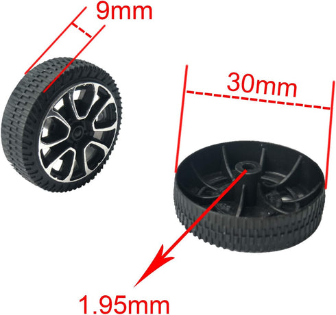 EUDAX 30mmx9mm Plastic Roll 2mm Dia Shaft Toys Wheel and 2mmx100mm STEM Shaft Round Rod Axles for DIY Toy RC Car Truck Boat Helicopter Model Part ...