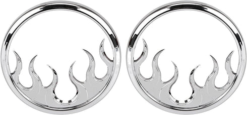 1 Pair Front Chrome Motorcycle Flame Speaker Grill Accent Trim Cover for Harley Touring Electra Street Glide Ultra Limited & Trike 2014-2023...