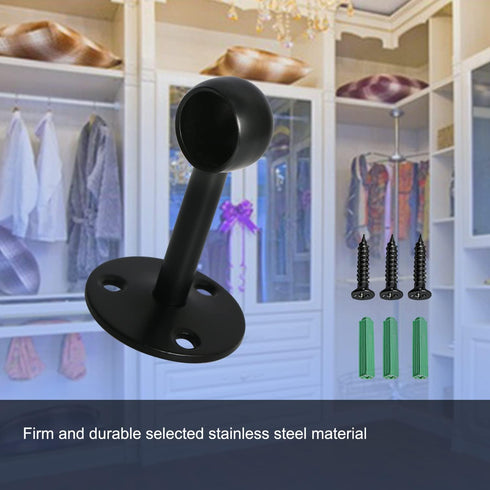 Aopin Closet Rod Brackets with Matte Black Finish - 19mm / 0.75" Wardrobe Supports, Curtain End Flange Holder - Stainless Steel Closet Pole Socket...
