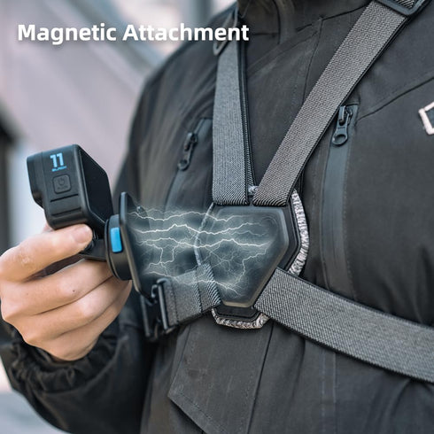 SUREWO Magnetic Quick Release Adjustable Chest Mount Harness Compatible with Go pro Hero 12/11/10/9/8/7/6/5 Black,DJI Osmo Action 4/3/2,Insta 360 ...