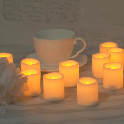Battery Operated Votive Candles with flickering flame, Bright Realistic Electric LED Fake Christmas Tea Lights Candles in Warm White for Decoratio...
