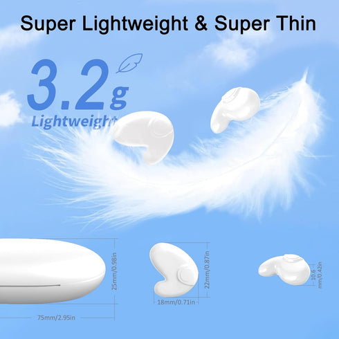 Invisible Sleep Wireless Earphone, Sleeping Earbuds for Side Sleepers Built-in Mic, Earbuds for Sleeping with Type-C Fast Charging Case (White)...