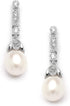 Mariell Cultured Freshwater Pearl Bridal Drop Earrings with Cubic Zirconia Crystals, Ivory Pearl Wedding Earring for Brides, Bridesmaids, Mother o...