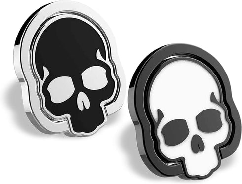 homEdge Cell Phone Skull Ring Grip, Set of 2 Packs 360° Adjustable Finger Ring Holder, Suitable for Magnetic Car Mount Kickstand for Cell Phone-Bl...