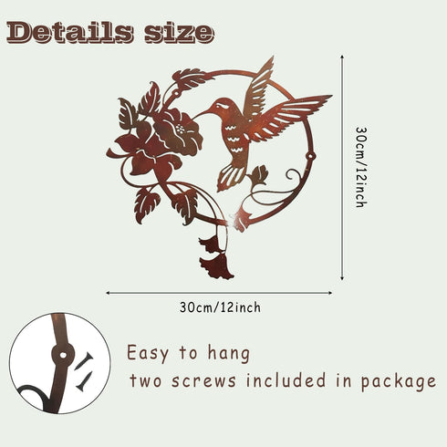 Zoihet Round Metal Bird Wall Art Decor - Hummingbird Wall Art Silhouette for your patio, garden, and fence Art Decor, Bird Wall Silhouette Indoor ...