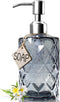 JASAI Diamond Design Glass Soap Dispenser with 304 Rust Proof Stainless Steel Soap Pump, 12 Ounce Kitchen Soap Dispenser for Bathroom, Hand Soap, ...