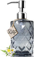 JASAI Diamond Design Glass Soap Dispenser with 304 Rust Proof Stainless Steel Soap Pump, 12 Ounce Kitchen Soap Dispenser for Bathroom, Hand Soap, ...