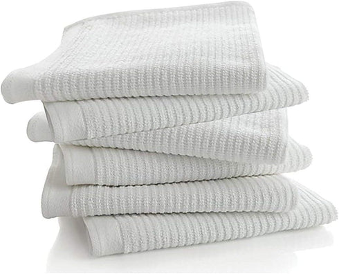 Bar Mop Kitchen Bathroom Cleaning Towels, Set of 6, Size 16” x 19”, First Quality, 100% Cotton, Brilliant White Color, Machine Washable...