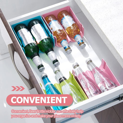 Hemoton Refrigerator Bottle Rack 3pcs Refrigerator Bottle Storage Rack Wine and Water Bottle Organizer Stackable Plastic Wine Rack Beer Can Storag...
