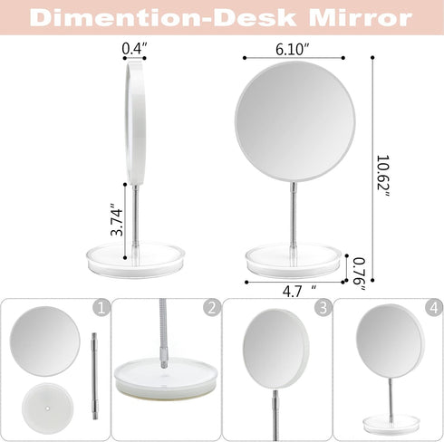 1x/7x Magnifying Makeup Mirror with Stand, Magnified 6" Double Sided Desk Table Mirror?360° Rotation Tabletop Cosmetic Mirror for Traveling,Shavin...