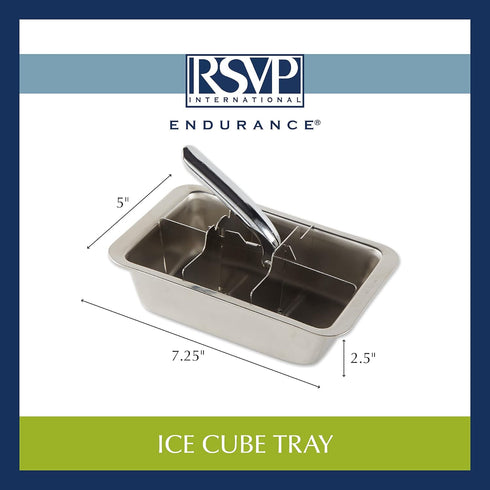 RSVP International Endurance Cocktail Collection, Retro Ice Cube Tray, Stainless Steel, Dishwasher Safe, 7.25x5x2.5"...