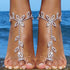 Chargances Boho Rhinestone Foot Chain with Toe Ring Crystal Barefoot Sandals Ankle Bracelet Beach Wedding Ankle Chain Jewelry for Women and Girls(...