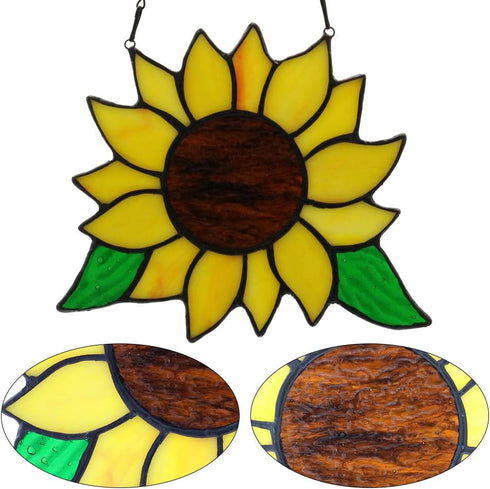 Sunflowers Gifts Stained Glass Window Hanging,Handmade Sunflower Kitchen Decor Suncatcher for Window, Sunflowers Gifts for Women,Birthday Giftss f...