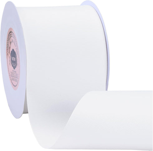VATIN Solid 3" X 10 Yards White Grosgrain Ribbon Perfect for Crafts, Wedding Decor, DIY Hair Accessories, Sewing, Gift Package Wrapping and More...