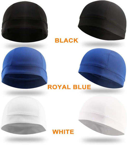3 Pack Cooling Skull Cap Helmet Liner Sweat Wicking Cycling Running Hat for Men Women...