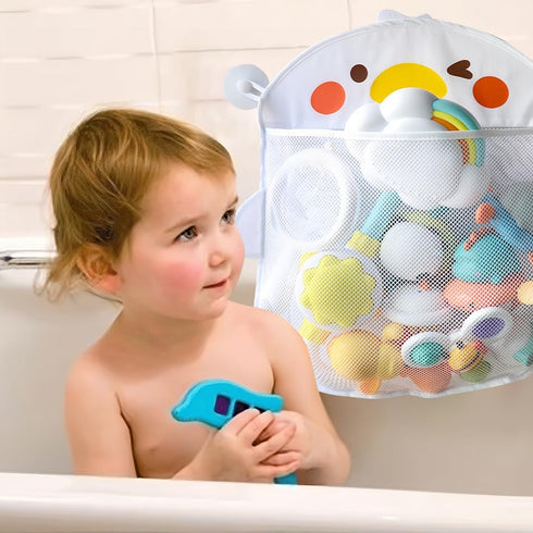 Mesh Bath Toy Organizer?Wth 2 Suction Cups Hanging Mesh Bathtub Toy Holder for Kids and Baby Compatible with Bath Toy Storage(White)...