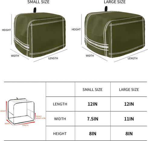 Toaster Dust Cover with Pockets, Solid Color Dark Olive Green Soft Washable 4 Slice Toaster Cover, Dust-proof Cover for Small Appliance Cover and ...