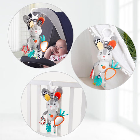 Travel Toy for Stroller, Car Seat Or Activity Gym - Hanging Toys for Baby Gym, Features Jingle Sound, Clinking Rings, Crinkle Paper, BB Squeaker &...