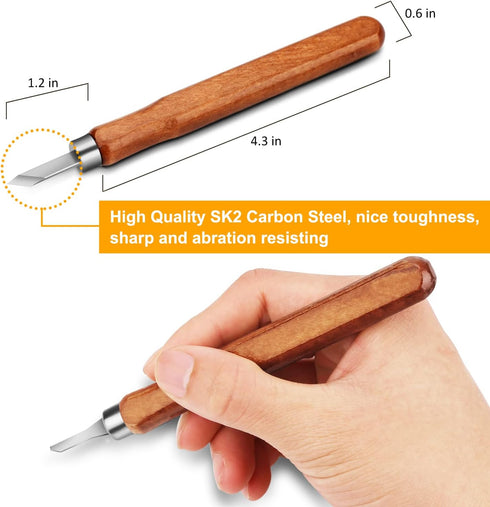 Wood Carving Tools, Adevena 12 Set SK2 Carbon Steel Sculpting Knife Kit for Beginners & Professions...