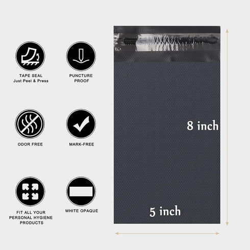Sanitary Napkin Disposal Bags, Feminine Personal Disposal Bags, 200pcs Grey Opaque Bags and 2pcs Pink Sanitary Napkin Storage Bags for Sanitary Di...