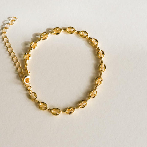 espere Puff Mariner Chain Link Necklace in Gold | Hollow Puffy Puffed Mariner Anchor Link Chain Layering Necklace Adjust 16 to 18 Inch...