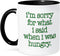 3dRose I'm Sorry For What I Said When I Was Hungry Lime Green Two Tone Mug, 11 oz, Black...