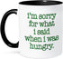 3dRose I'm Sorry For What I Said When I Was Hungry Lime Green Two Tone Mug, 11 oz, Black...