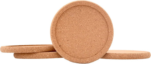 Natural Round Cork Coasters for Drinks with Lip Edge Absorbent Heat and Water Resistant Reusable Durable Saucers for Bar Glass Cup/Mug Coffee Coas...