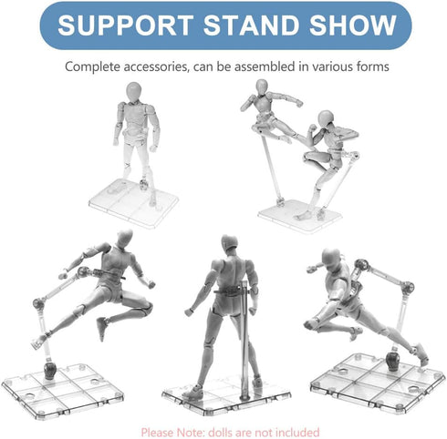 Action Figure Stand, 2PCS Assembly Action Figure Display Holder Base Doll Model Support Stand Compatible with HG RG SD SHF Gundam 1/144 Toy (Trans...