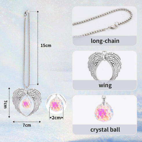 Car Rear View Mirror Hanging Accessories, Angel Wings with K9 Crystal Ball Charm for Your Car Decoration, Beautiful Exquisite Car Hanging Ornament...