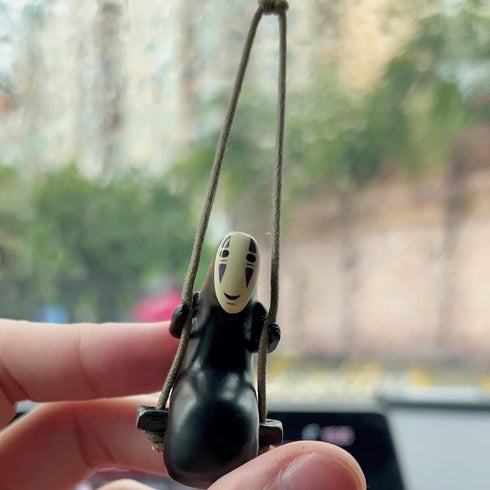 Anime Car Accessories of No Face Man Car Pendant Hanging Swing, for Car Rear View Mirror Accessories, Home Gardening Hanging Micro Landscape Offic...