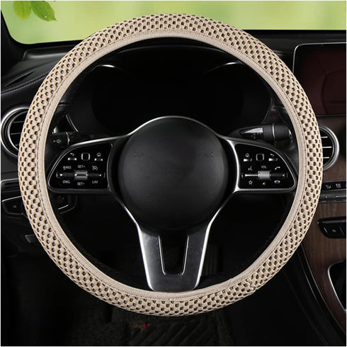 Stretch Elastic Steering Wheel Cover, All-Season Comfort, Warm in Winter & Cool in Summer, Universal 15 Inch Microfiber Breathable Ice Silk, Anti-...