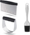 Dough Blender - Stainless Steel Pastry Cutter Set, Blender + Scraper + Brush, Professional Baking Tools...