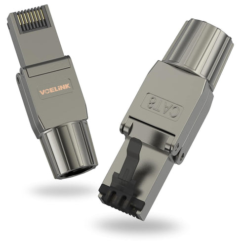 VCELINK RJ45 Connectors Tool Free Cat 8, Shielded RJ45 Modular Plugs 40 Gbps 2000MHz PoE++, Reusable Easy CAT 8 Termination for 23 AWG-22 AWG LAN ...