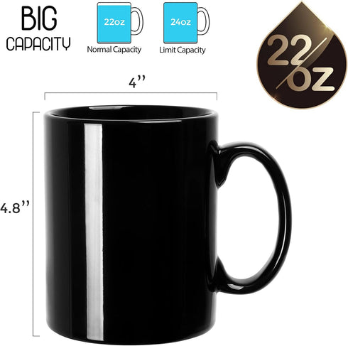 harebe 22 OZ Extra Large Coffee Mug, Smooth Ceramic Boss Giant Tea Cup Big Capacity and Handle for Dad Men, Black...