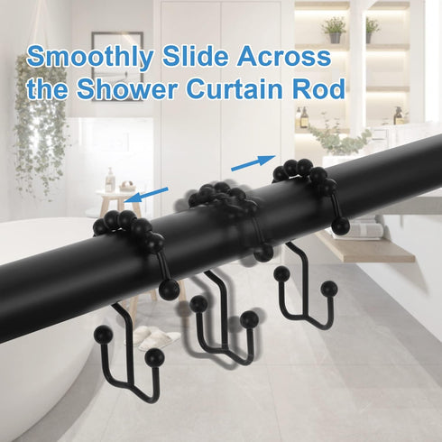 Shower Curtain Hooks Rings, TENOVEL Double Sided Shower Hooks Rust Proof for Bathroom Shower Rods Curtain, Durable Stainless Steel Bathroom Shower...