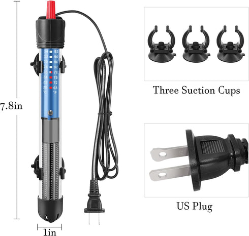 Hitop 25W/50W/100W/300W Adjustable Aquarium Heater, Submersible Glass Water Heater for 5 – 70 Gallon Fish Tank (50W)...